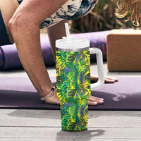 Hawaii Summer Tropical Leaves Tumbler With Handle - Polynesian Pride