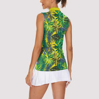 Hawaii Summer Tropical Leaves Women Sleeveless Polo Shirt LT01 - Polynesian Pride