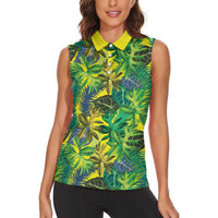 Hawaii Summer Tropical Leaves Women Sleeveless Polo Shirt LT01 - Polynesian Pride