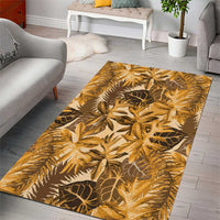 Hawaii Gold Tropical Leaves Area Rug - Polynesian Pride