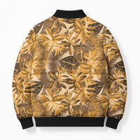Hawaii Gold Tropical Leaves Bomber Puffer Jacket - Polynesian Pride