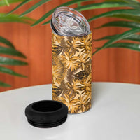 Hawaii Gold Tropical Leaves 4 in 1 Can Cooler Tumbler - Polynesian Pride