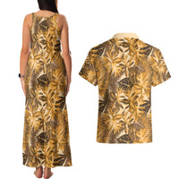 Hawaii Gold Tropical Leaves Couples Matching Tank Maxi Dress and Hawaiian Shirt LT01 - Polynesian Pride