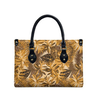 Hawaii Gold Tropical Leaves Leather Bag - Polynesian Pride