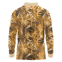 Hawaii Gold Tropical Leaves Long Sleeve Polo Shirt LT01 - Polynesian Pride