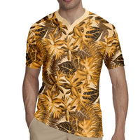 Hawaii Gold Tropical Leaves Rugby Jersey LT01 - Polynesian Pride
