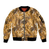 Hawaii Gold Tropical Leaves Sleeve Zip Bomber Jacket - Polynesian Pride