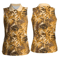 Hawaii Gold Tropical Leaves Women Sleeveless Polo Shirt LT01 - Polynesian Pride