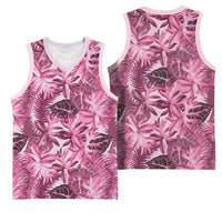 Hawaii Pink Tropical Leaves Basketball Jersey - Polynesian Pride