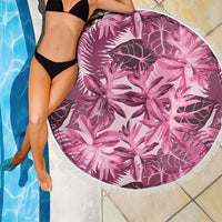 Hawaii Pink Tropical Leaves Beach Blanket LT01 - Polynesian Pride