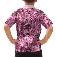 Hawaii Pink Tropical Leaves Family Matching Off The Shoulder Long Sleeve Dress and Hawaiian Shirt - Polynesian Pride