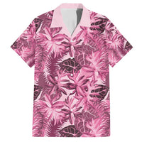 Hawaii Pink Tropical Leaves Family Matching Off Shoulder Maxi Dress and Hawaiian Shirt - Polynesian Pride