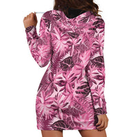 Hawaii Pink Tropical Leaves Hoodie Dress - Polynesian Pride