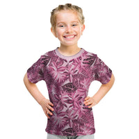 Hawaii Pink Tropical Leaves Kid T Shirt - Polynesian Pride