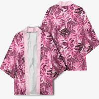 Hawaii Pink Tropical Leaves Kimono - Polynesian Pride