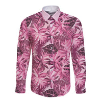 Hawaii Pink Tropical Leaves Long Sleeve Button Shirt LT01 Unisex Pink - Polynesian Pride