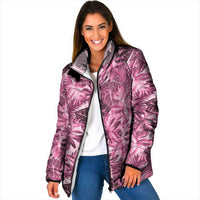 Hawaii Pink Tropical Leaves Padded Jacket - Polynesian Pride