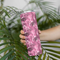 Hawaii Pink Tropical Leaves Skinny Tumbler - Polynesian Pride