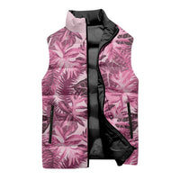 Hawaii Pink Tropical Leaves Sleeveless Puffer Jacket - Polynesian Pride