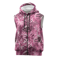 Hawaii Pink Tropical Leaves Sleeveless Zip Hoodie LT01 Pink - Polynesian Pride