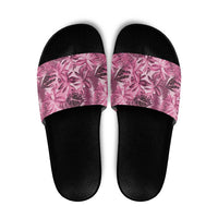 Hawaii Pink Tropical Leaves Slide Sandals - Polynesian Pride
