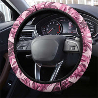 Hawaii Pink Tropical Leaves Steering Wheel Cover - Polynesian Pride