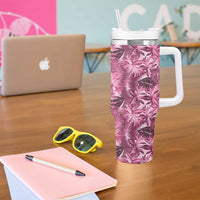 Hawaii Pink Tropical Leaves Tumbler With Handle - Polynesian Pride