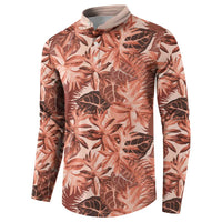 Hawaii Red Brown Tropical Leaves Button Sweatshirt LT01 - Polynesian Pride