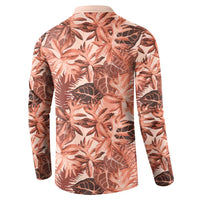Hawaii Red Brown Tropical Leaves Button Sweatshirt LT01 - Polynesian Pride