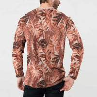 Hawaii Red Brown Tropical Leaves Button Sweatshirt LT01 - Polynesian Pride
