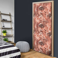 Hawaii Red Brown Tropical Leaves Door Cover - Polynesian Pride