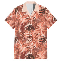 Hawaii Red Brown Tropical Leaves Family Matching Long Sleeve Bodycon Dress and Hawaiian Shirt - Polynesian Pride