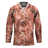 Hawaii Red Brown Tropical Leaves Hockey Jersey LT01 Unisex Brown - Polynesian Pride