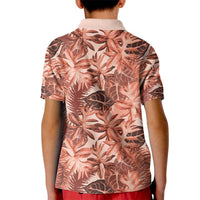 Hawaii Red Brown Tropical Leaves Kid Polo Shirt - Polynesian Pride