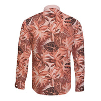 Hawaii Red Brown Tropical Leaves Long Sleeve Button Shirt LT01 - Polynesian Pride