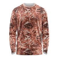 Hawaii Red Brown Tropical Leaves Long Sleeve Shirt LT01 Unisex Brown - Polynesian Pride