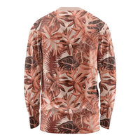 Hawaii Red Brown Tropical Leaves Long Sleeve Shirt LT01 - Polynesian Pride