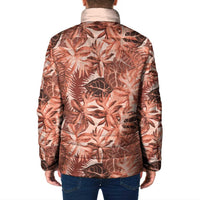Hawaii Red Brown Tropical Leaves Padded Jacket - Polynesian Pride