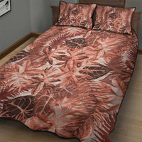 Hawaii Red Brown Tropical Leaves Quilt Bed Set - Polynesian Pride
