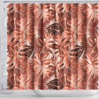 Hawaii Red Brown Tropical Leaves Shower Curtain - Polynesian Pride