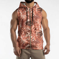 Hawaii Red Brown Tropical Leaves Sleeveless Zip Hoodie LT01 - Polynesian Pride
