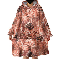 Hawaii Red Brown Tropical Leaves Wearable Blanket Hoodie LT01 - Polynesian Pride