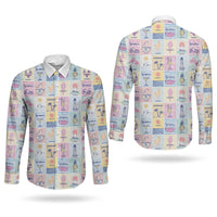 Aloha Summer Posters Grunge Textures Couples Matching Puletasi and Long Sleeve Button Shirt
