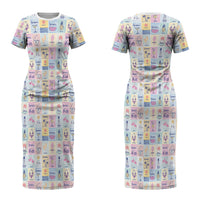 Aloha Summer Posters Grunge Textures Couples Matching Short Sleeve Bodycon Dress and Hawaiian Shirt LT01 - Polynesian Pride
