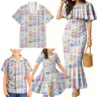 Aloha Summer Posters Grunge Textures Family Matching Mermaid Dress and Hawaiian Shirt