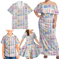 Aloha Summer Posters Grunge Textures Family Matching Off Shoulder Maxi Dress and Hawaiian Shirt