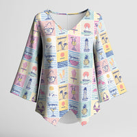 Aloha Summer Posters Grunge Textures Kimono Sleeve Blouse