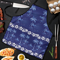 Blue Hawaii Palm Tree Hibiscus Apron Fantasy Summer Vibe