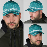 Cyan Hawaii Palm Tree Hibiscus Classic Cap Fantasy Summer Vibe
