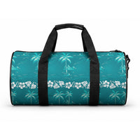 Cyan Hawaii Palm Tree Hibiscus Duffle Bag Fantasy Summer Vibe